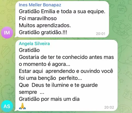 Mensagens de Ines e Angela