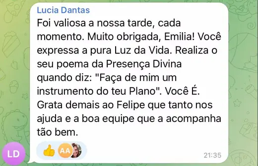 Mensagem de Lucia Dantas